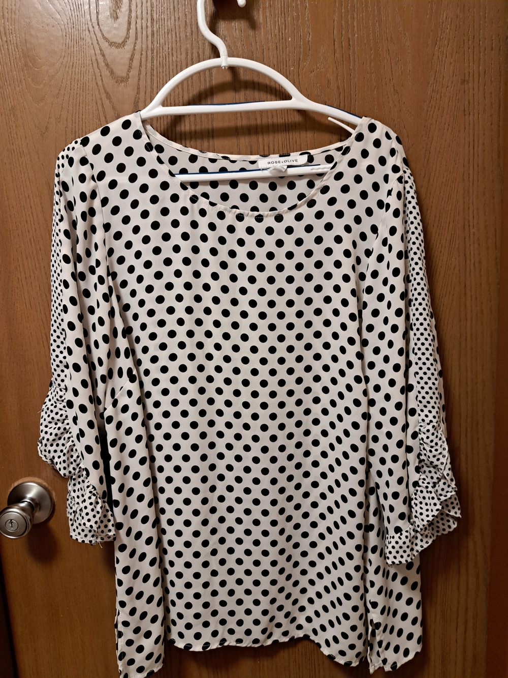 Rose & Olive White Polka Dot Women's Blouse